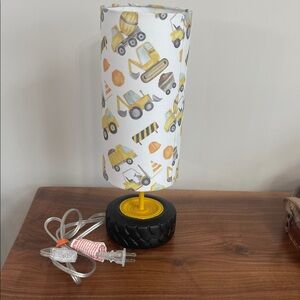 Construction Truck Themed Table Lamp - Yellow & Black